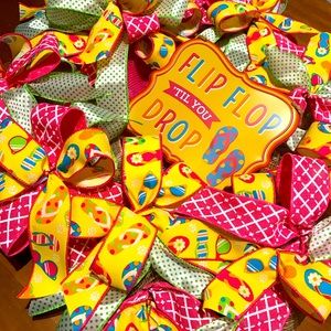 Back To Flip Flops Wreath Whimsical Wall Front Door Wreath NEW FINAL SALE